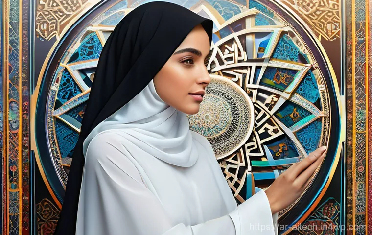 생성형 AI로 음악과 미술의 조화 - **A Vision of Digital Arabic Artistry:** A vibrant, highly detailed image featuring a young Arab fem...